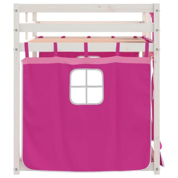 vidaXL Parvisänky verhoilla pinkki 90x200 cm täysi mänty