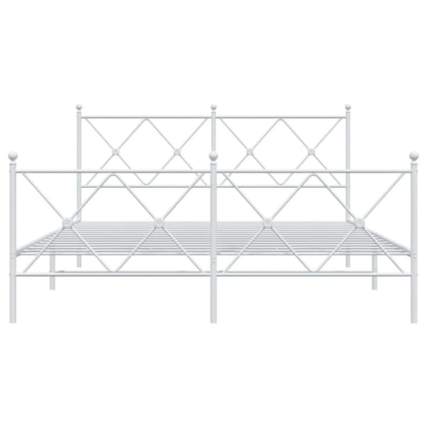 vidaXL Sengeramme i metall med hode- og fotgavl hvit 150x200 cm