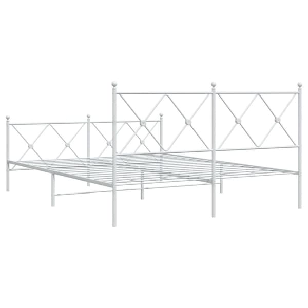 vidaXL Sengeramme i metall med hode- og fotgavl hvit 150x200 cm
