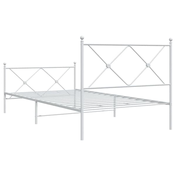 vidaXL sengeramme med sengegavl og fodgærde 107x203 cm metal hvid