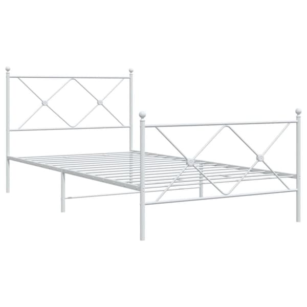 vidaXL Metallinen sängynrunko päädyillä valkoinen 107x203 cm