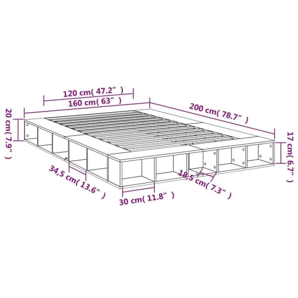 vidaXL sengestel 160x200 cm konstrueret træ sonoma-eg
