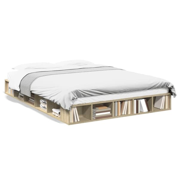 vidaXL sengestel 160x200 cm konstrueret træ sonoma-eg
