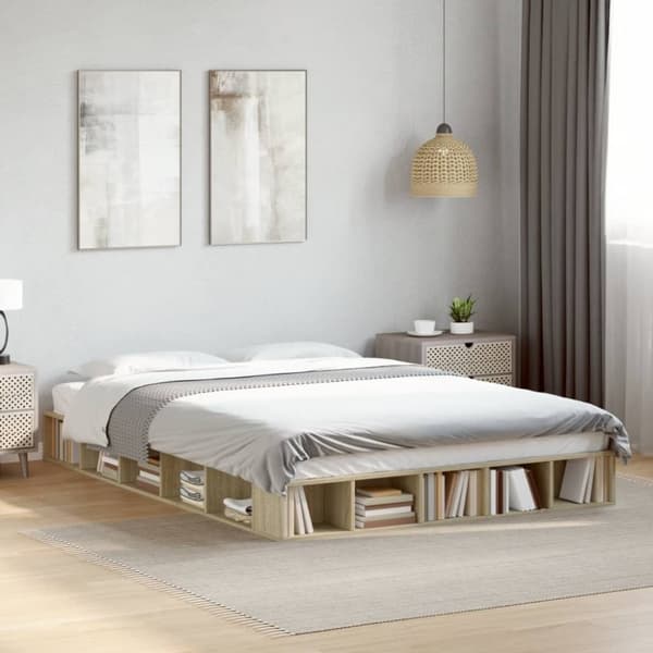vidaXL sengestel 160x200 cm konstrueret træ sonoma-eg