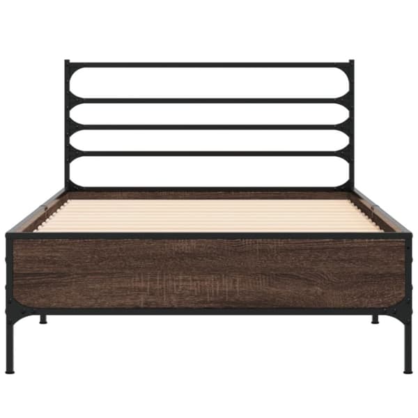 vidaXL Sengeramme brun eik 90x190 cm konstruert tre og metall
