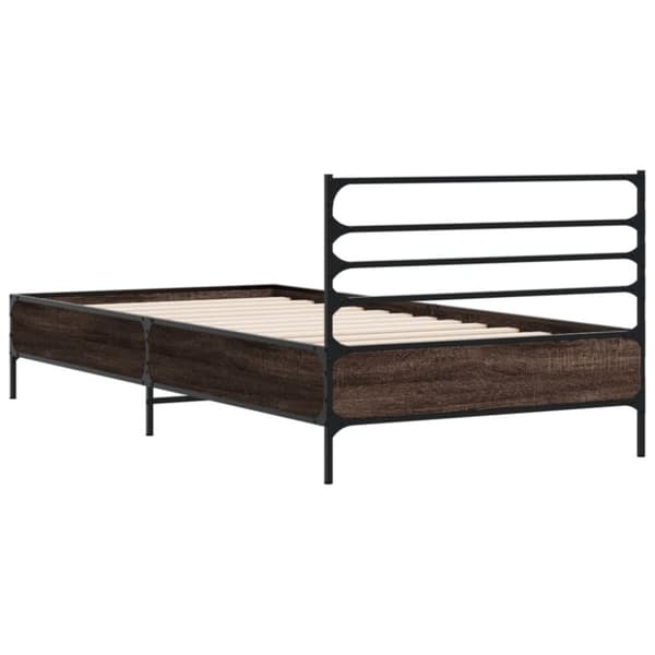 vidaXL Sengeramme brun eik 90x190 cm konstruert tre og metall