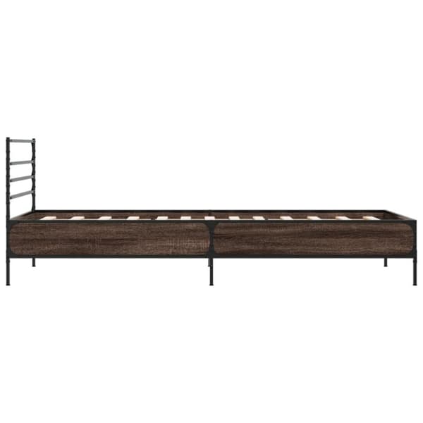 vidaXL Sängynrunko ruskea tammi 90x190 cm tekninen puu ja metalli