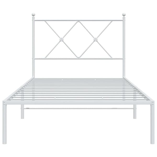 vidaXL Sengeramme i metall med hodegavl hvit 90x200 cm