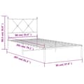 Miniatyrbilde 7 av 8: vidaXL Sengeramme i metall med hodegavl hvit 90x200 cm