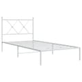 Miniatyrbilde 1 av 8: vidaXL Sengeramme i metall med hodegavl hvit 90x200 cm