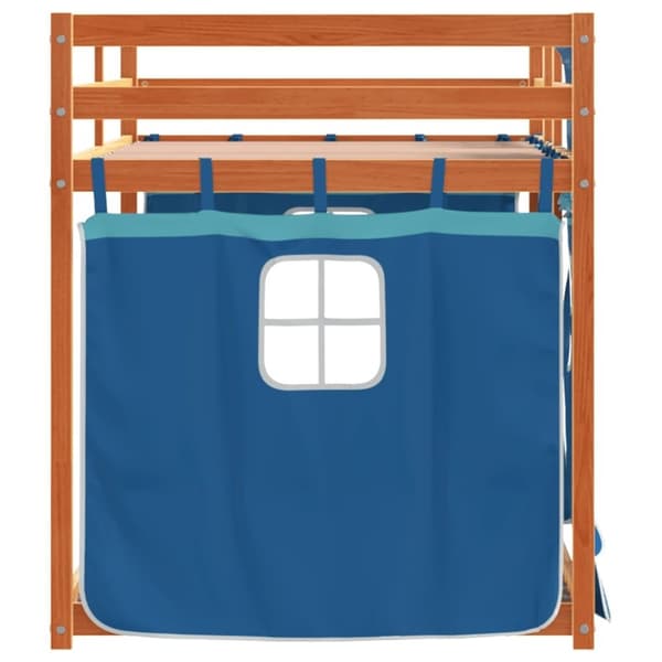 vidaXL køjeseng med gardiner 90x200 cm massivt fyrretræ blå