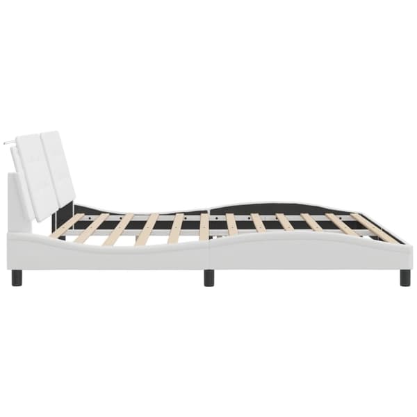 vidaXL sengeramme med LED-lys 200x200 cm kunstlæder hvid