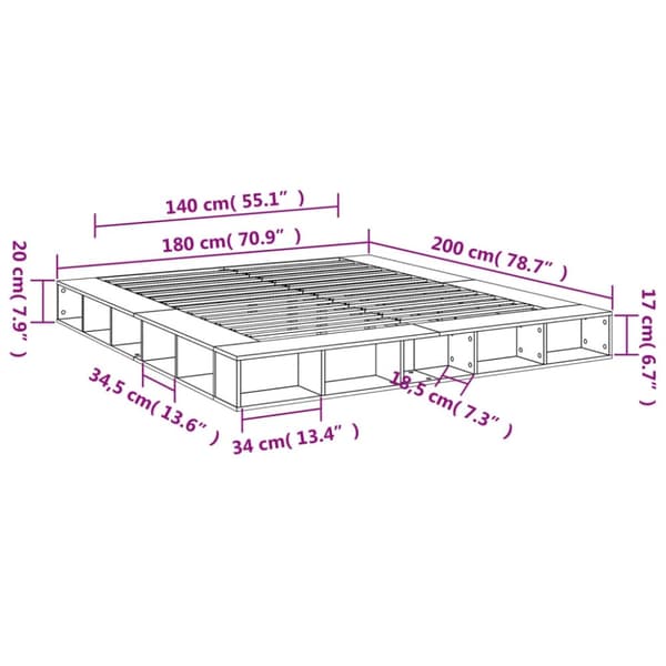 vidaXL Sengeramme hvit 180x200 cm konstruert tre
