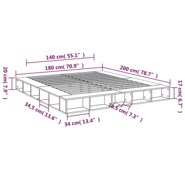 vidaXL sengestel 180x200 cm konstrueret træ sonoma-eg