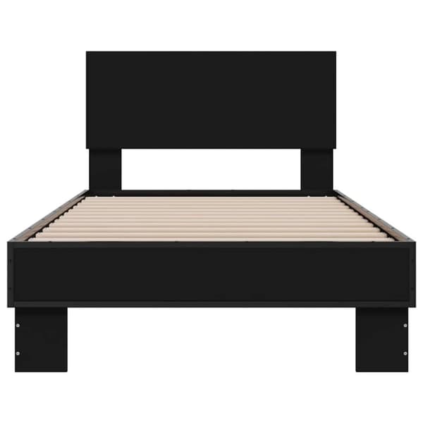 vidaXL Sängynrunko musta 90x200 cm täysi puu ja metalli