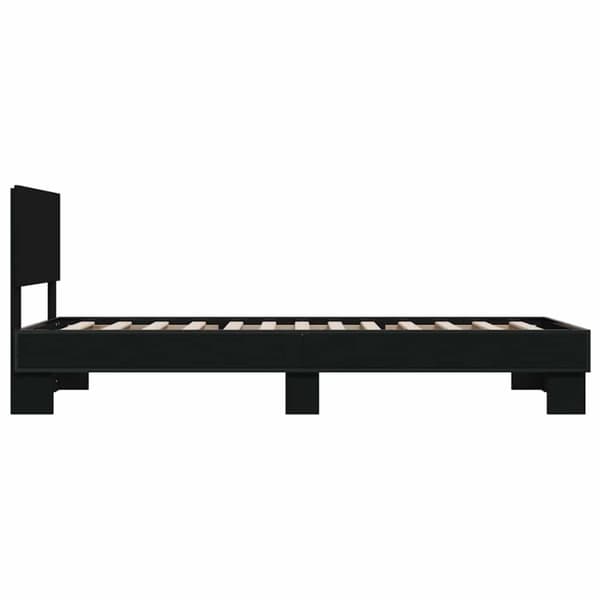 vidaXL Sängynrunko musta 90x200 cm täysi puu ja metalli