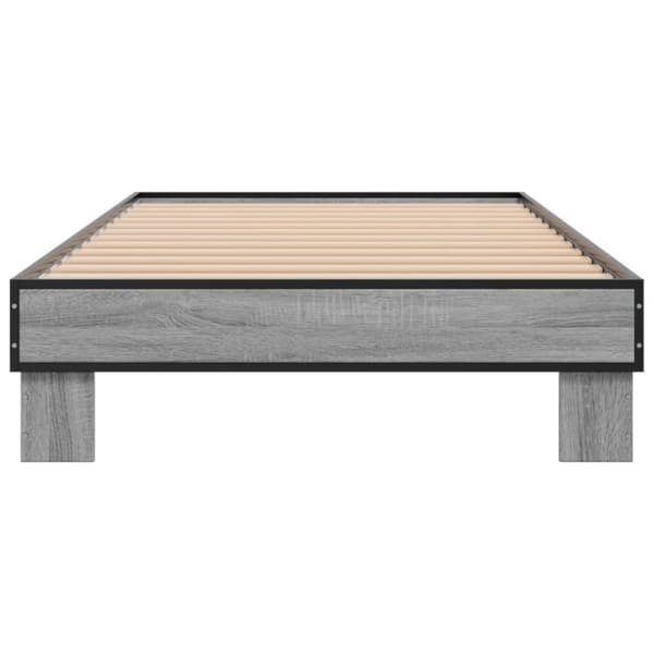 vidaXL Sängynrunko harmaa Sonoma 90x190 cm tekninen puu ja metalli