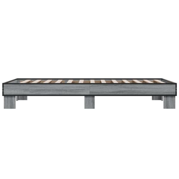 vidaXL Sängynrunko harmaa Sonoma 90x190 cm tekninen puu ja metalli