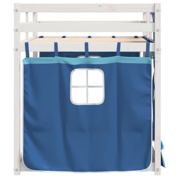 vidaXL Loftsäng med rutschkana blå 90x200 cm massiv furu