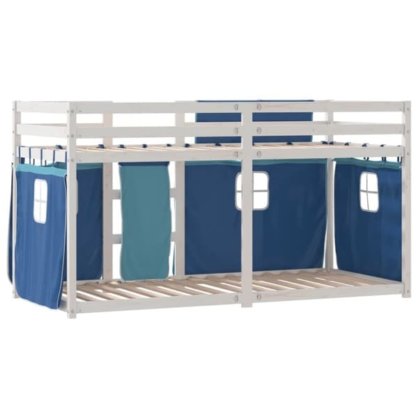 vidaXL Loftsäng med rutschkana blå 90x200 cm massiv furu