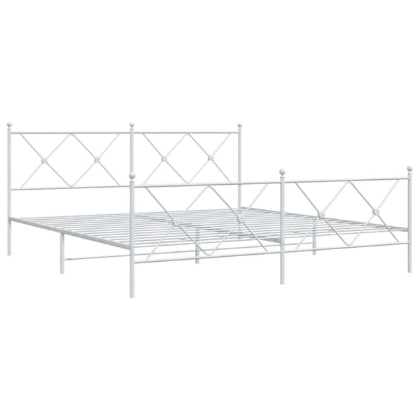 vidaXL Sengeramme i metall med hode- og fotgavl hvit 180x200 cm