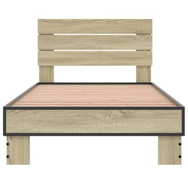vidaXL Sengeramme sonoma eik 75x190 cm konstruert tre og metall