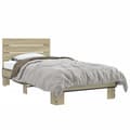Miniatyrbilde 9 av 9: vidaXL Sengeramme sonoma eik 75x190 cm konstruert tre og metall