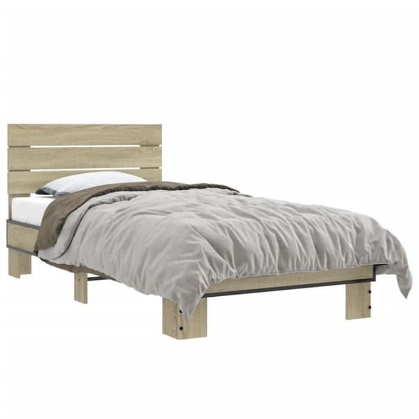 vidaXL Sengeramme sonoma eik 75x190 cm konstruert tre og metall