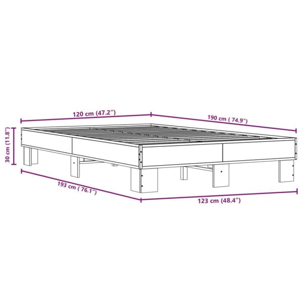vidaXL Sengeramme svart 120x190 cm konstruert tre og metall