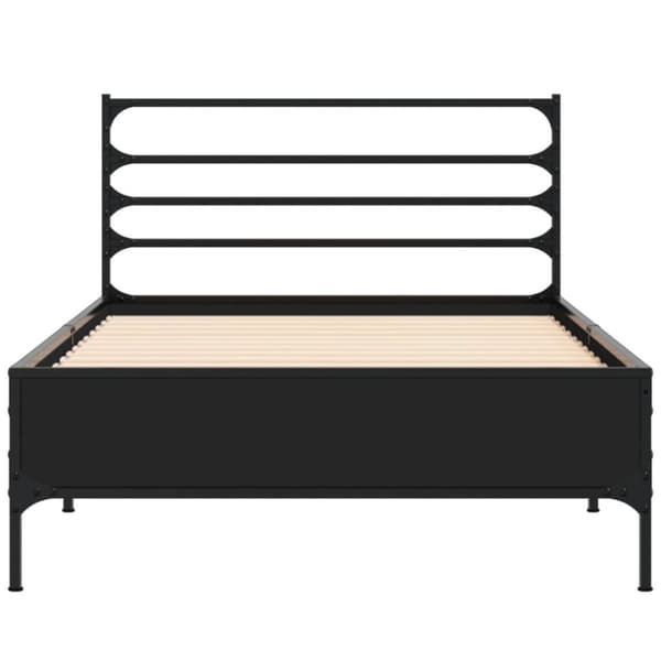 vidaXL Sängynrunko musta 90x200 cm täysi puu ja metalli