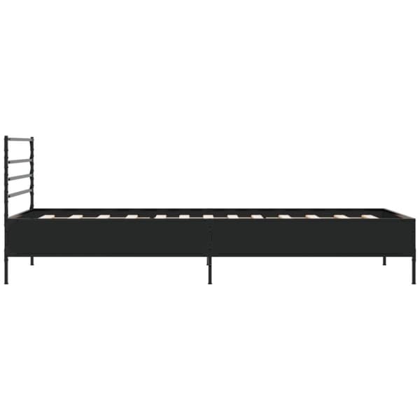 vidaXL Sängynrunko musta 90x200 cm täysi puu ja metalli