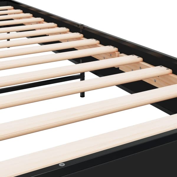 vidaXL Sängynrunko musta 90x200 cm täysi puu ja metalli