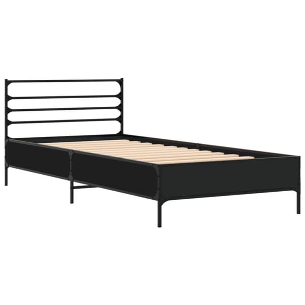 vidaXL Sängynrunko musta 90x200 cm täysi puu ja metalli