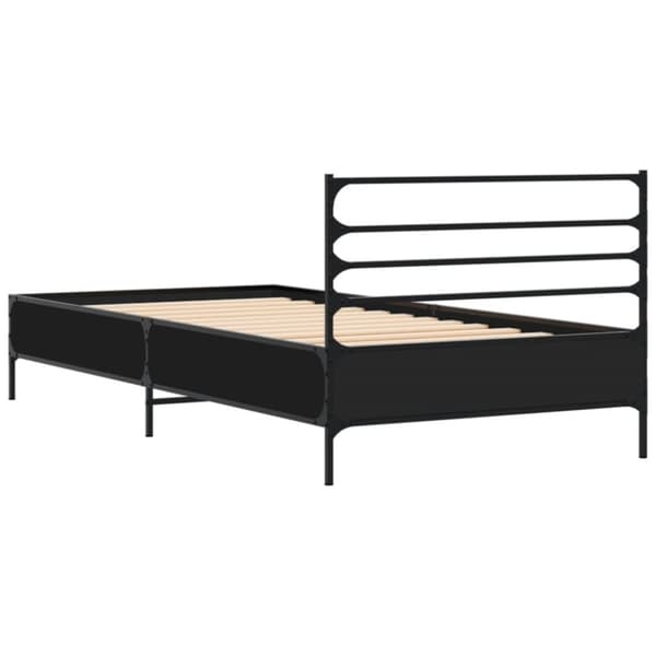vidaXL Sängynrunko musta 90x190 cm tekninen puu ja metalli