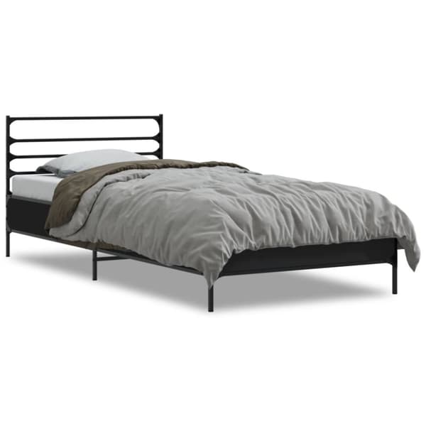 vidaXL Sängynrunko musta 90x190 cm tekninen puu ja metalli