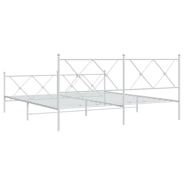vidaXL Metallinen sängynrunko päädyillä valkoinen 180x200 cm