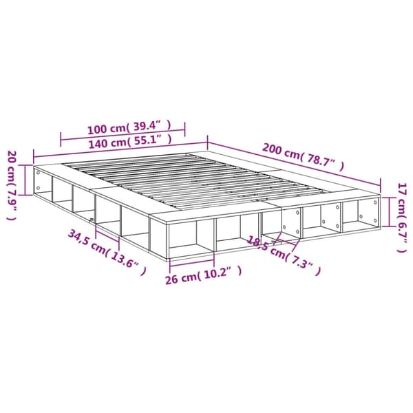 vidaXL sengestel 140x200 cm konstrueret træ hvid