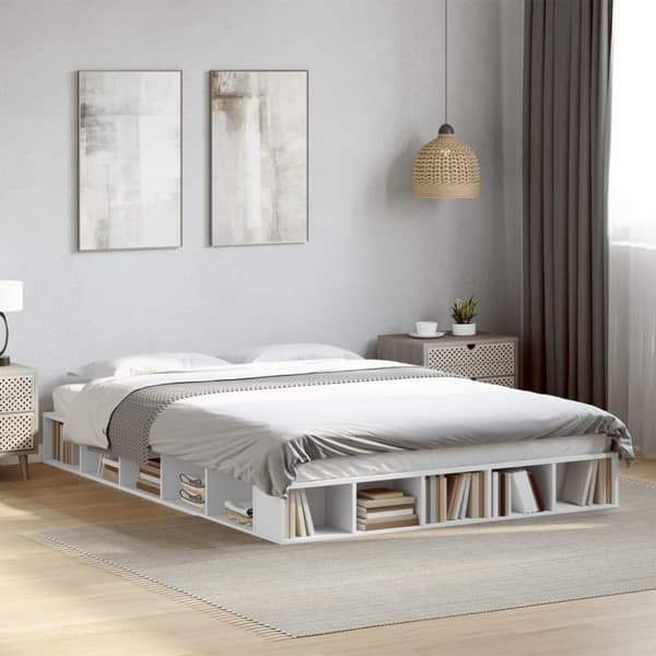 vidaXL sengestel 140x200 cm konstrueret træ hvid