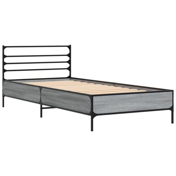 vidaXL Sängynrunko harmaa Sonoma 75x190 cm tekninen puu ja metalli