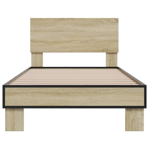 vidaXL sengeramme 90x190 cm konstrueret træ og metal sonoma-eg
