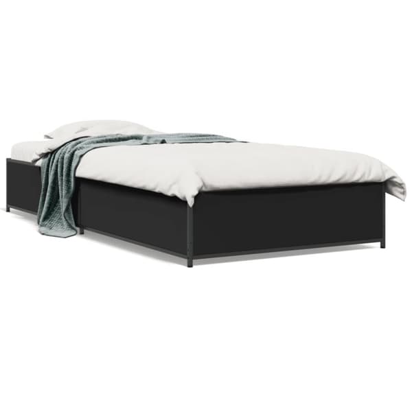 vidaXL Sengeramme svart 75x190 cm konstruert tre og metall