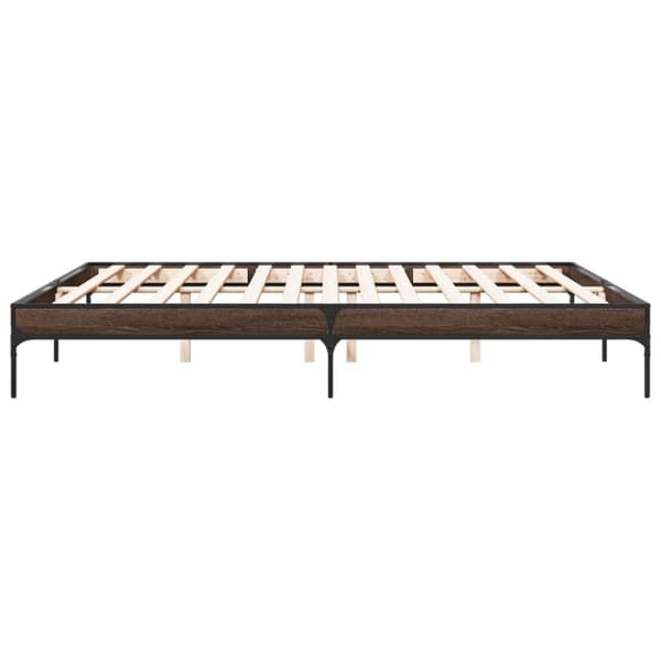 vidaXL Sängynrunko ruskea tammi 180x200 cm tekninen puu ja metalli