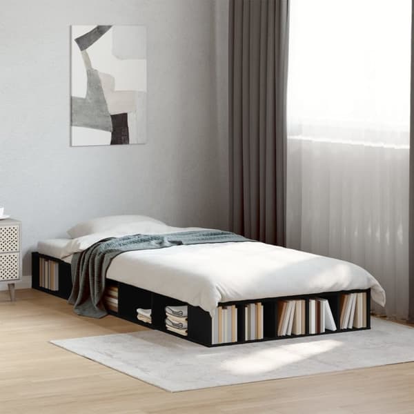 vidaXL sengeramme 100x200 cm konstrueret træ sort