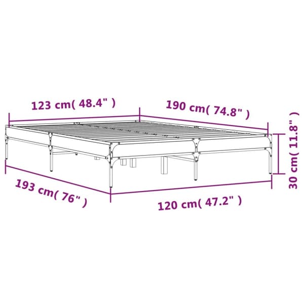 vidaXL Sengeramme sonoma eik 120x190 cm konstruert tre og metall