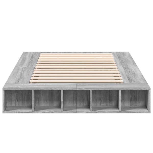vidaXL Sengeramme grå sonoma 140x190 cm konstruert tre