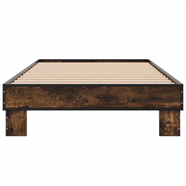 vidaXL sengeramme 75x190 cm konstrueret træ og metal røget eg