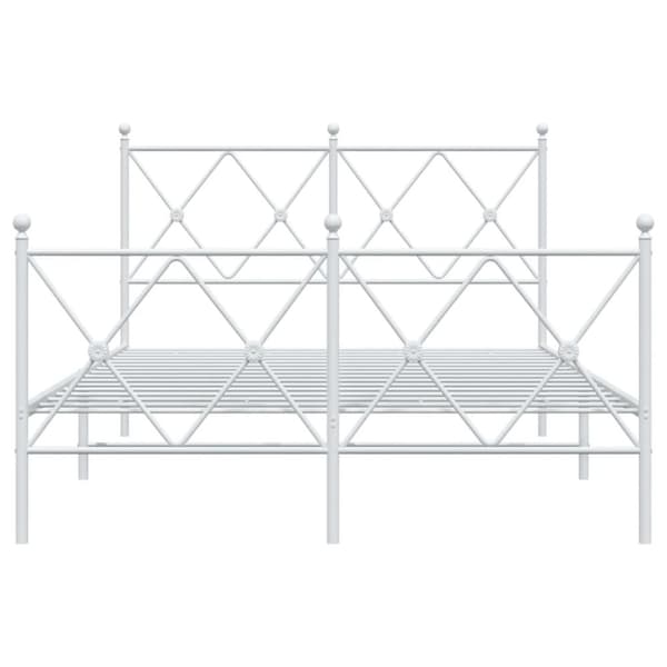 vidaXL sengeramme med sengegavl og fodgærde 120x200 cm metal hvid