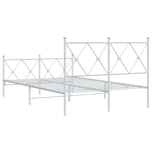vidaXL sengeramme med sengegavl og fodgærde 120x200 cm metal hvid