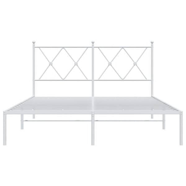 vidaXL sengeramme med sengegavl 135x190 cm metal hvid