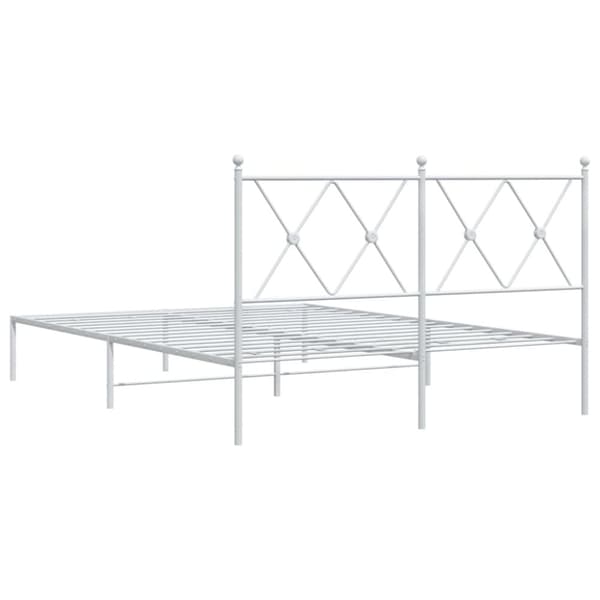 vidaXL sengeramme med sengegavl 135x190 cm metal hvid